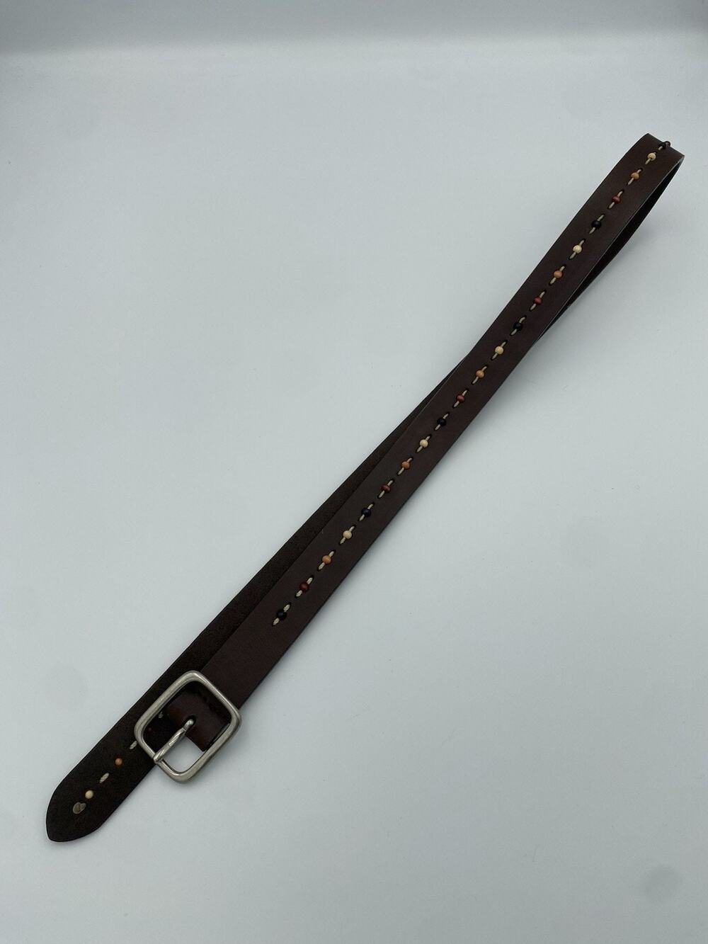 Brown Beaded women’s Adjustable Belt with Silver Tone Buckle, Size 36